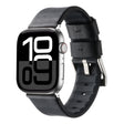 For Apple Watch Series 10 46mm Genuine Leather Hybrid Silicone Watch Band(Black Sliver Buckle) - Watch Bands by PMC TechLife | Online Shopping South Africa | PMC TechLife | Buy Now Pay Later Mobicred