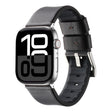 For Apple Watch Series 10 46mm Genuine Leather Hybrid Silicone Watch Band(Coffee Sliver Buckle) - Watch Bands by PMC TechLife | Online Shopping South Africa | PMC TechLife | Buy Now Pay Later Mobicred