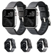 For Apple Watch SE 44mm Genuine Leather Hybrid Silicone Watch Band(Coffee Black Buckle)