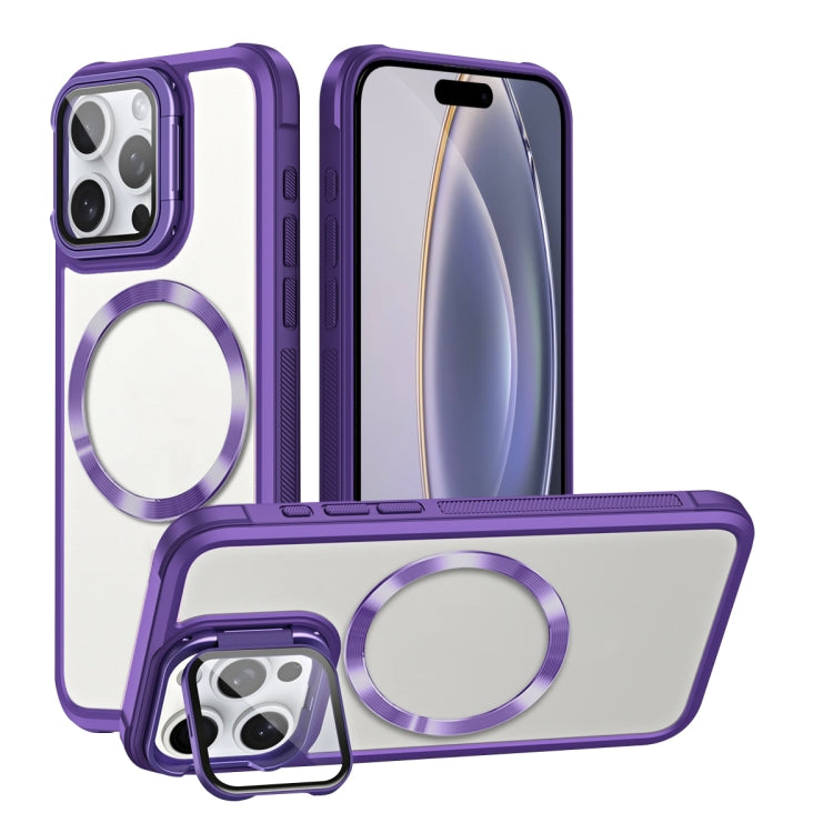 For iPhone 16 Pro Magsafe CD-grain Acrylic Hybrid TPU Phone Case(Purple) - iPhone 16 Pro Cases by PMC TechLife | Online Shopping South Africa | PMC TechLife | Buy Now Pay Later Mobicred