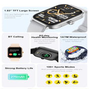 P85 1.93 inch Color Screen Smart Watch, Support Bluetooth Call / Wellness Tracking(Black)