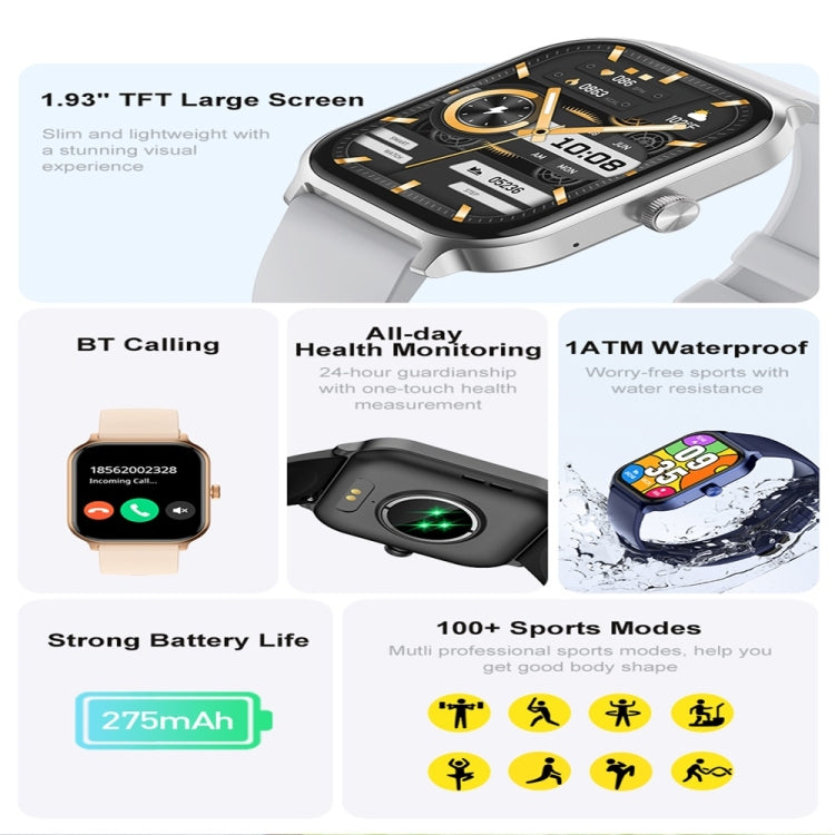 P85 1.93 inch Color Screen Smart Watch, Support Bluetooth Call / Wellness Tracking(Black)