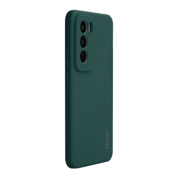 For OPPO Reno12 ENKAY Liquid Silicone Soft Shockproof Phone Case(Dark Green)