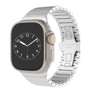 For Apple Watch SE 2023 44mm One-bead Paint Alloy Butterfly Buckle Watch Band(Silver)