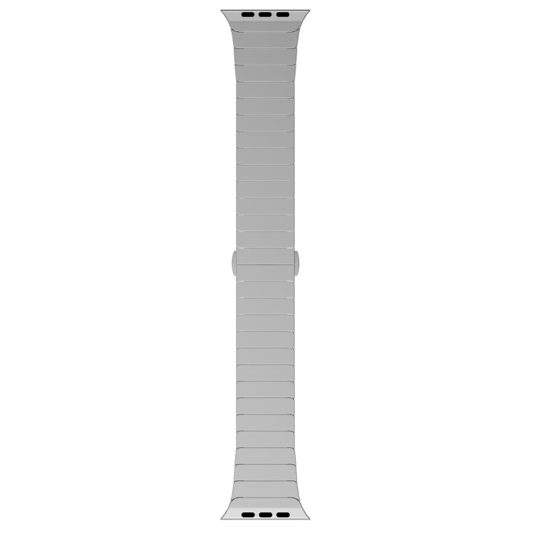 For Apple Watch SE 2023 44mm One-bead Paint Alloy Butterfly Buckle Watch Band(Silver)