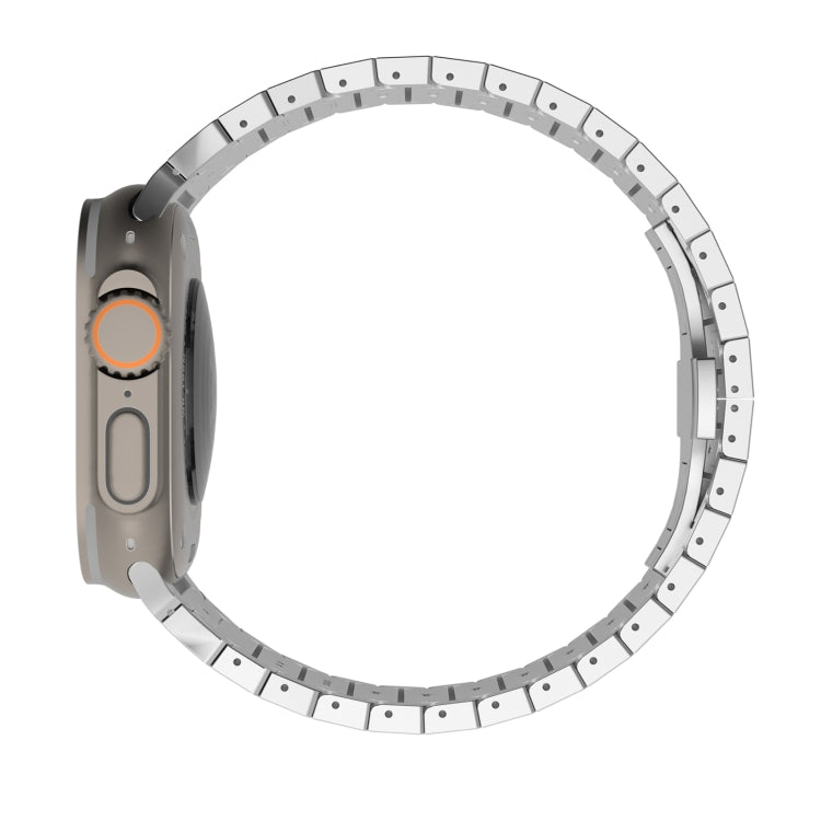 For Apple Watch Ultra 49mm One-bead Paint Alloy Butterfly Buckle Watch Band(Silver) - free shipping - PMC TechLife - Order now!