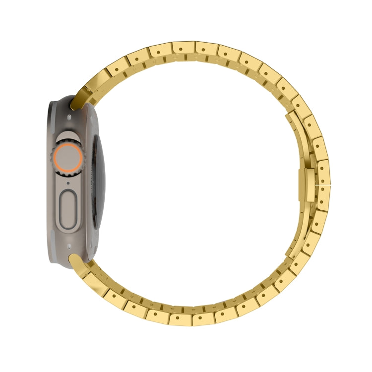 For Apple Watch Series 6 44mm One-bead Paint Alloy Butterfly Buckle Watch Band(Gold) - free shipping - PMC TechLife - Order now!