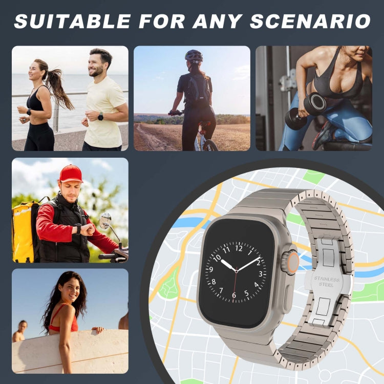 For Apple Watch SE 2023 44mm One-bead Paint Alloy Butterfly Buckle Watch Band(Silver) - free shipping - PMC TechLife - Order now!