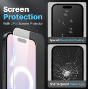 For iPhone 16 NORTHJO 5 in 1 Clear Phone Case with 2pcs Screen Film + 2pcs Camera Lens Film