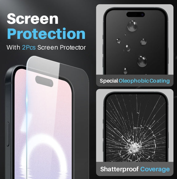 For iPhone 16 NORTHJO 5 in 1 Clear Phone Case with 2pcs Screen Film + 2pcs Camera Lens Film
