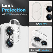 For iPhone 16 NORTHJO 5 in 1 Clear Phone Case with 2pcs Screen Film + 2pcs Camera Lens Film