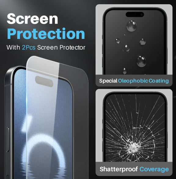 For iPhone 16 Pro NORTHJO 5 in 1 Clear Phone Case with 2pcs Screen Film + 2pcs Camera Lens Film