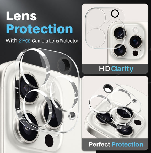 For iPhone 16 Pro NORTHJO 5 in 1 Clear Phone Case with 2pcs Screen Film + 2pcs Camera Lens Film
