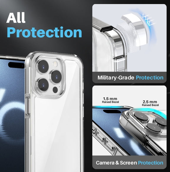 For iPhone 16 Pro Max NORTHJO 5 in 1 Clear Phone Case with 2pcs Screen Film + 2pcs Camera Lens Film
