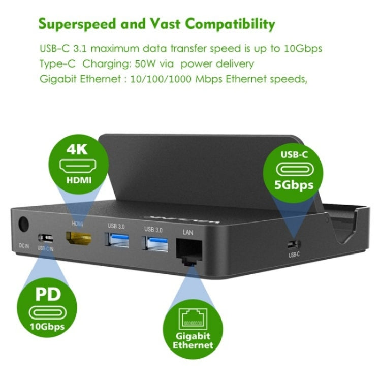 WAVLINK UHP3D01G Gigabit Ethernet USB 3.0 Multi-Function HUB 4K HD Docking Station(US Plug)