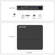 WAVLINK UHP3D01G Gigabit Ethernet USB 3.0 Multi-Function HUB 4K HD Docking Station(UK Plug)