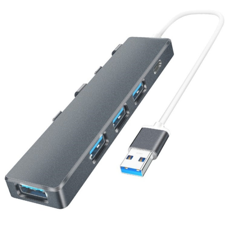 ADS-301A USB 3.0 to Type-C + USB 3.0 / 2.0 4-Ports Hub Laptop Expander(Grey) - USB 3.0 HUB by PMC TechLife | Online Shopping South Africa | PMC TechLife | Buy Now Pay Later Mobicred