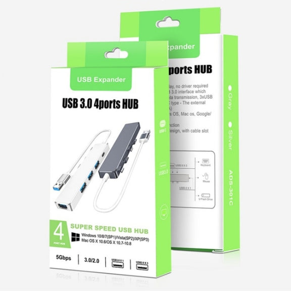 ADS-301A USB 3.0 to Type-C + USB 3.0 / 2.0 4-Ports Hub Laptop Expander(Grey)