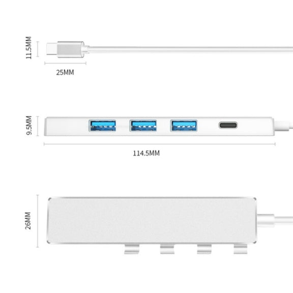 ADS-301C USB-C / Type-C to USB-C + USB 3.0 + 3 x USB 2.0 Expander HUB(Grey)