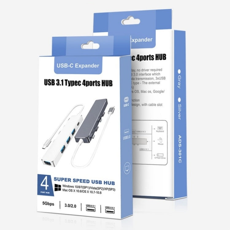 ADS-301C USB-C / Type-C to USB-C + USB 3.0 + 3 x USB 2.0 Expander HUB(Grey)