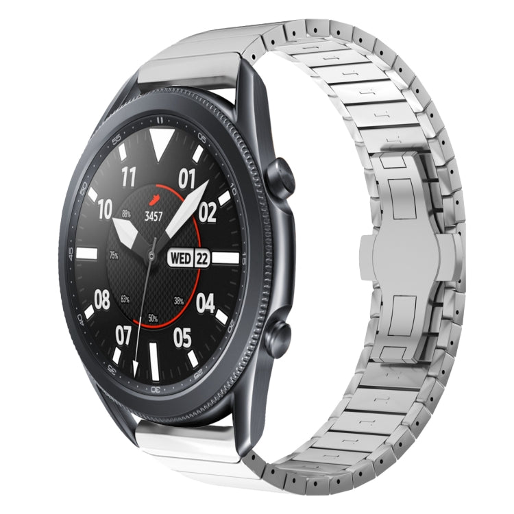 For Samsung Galaxy Watch3 45mm 22mm One Bead Paint Butterfly Buckle Alloy Watch Band(Silver) - free shipping - PMC TechLife - Order now!