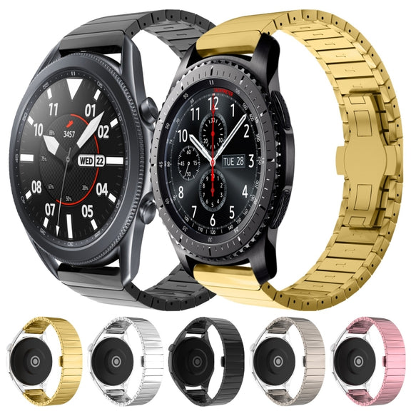 For Samsung Galaxy Watch3 45mm 22mm One Bead Paint Butterfly Buckle Alloy Watch Band(Silver)