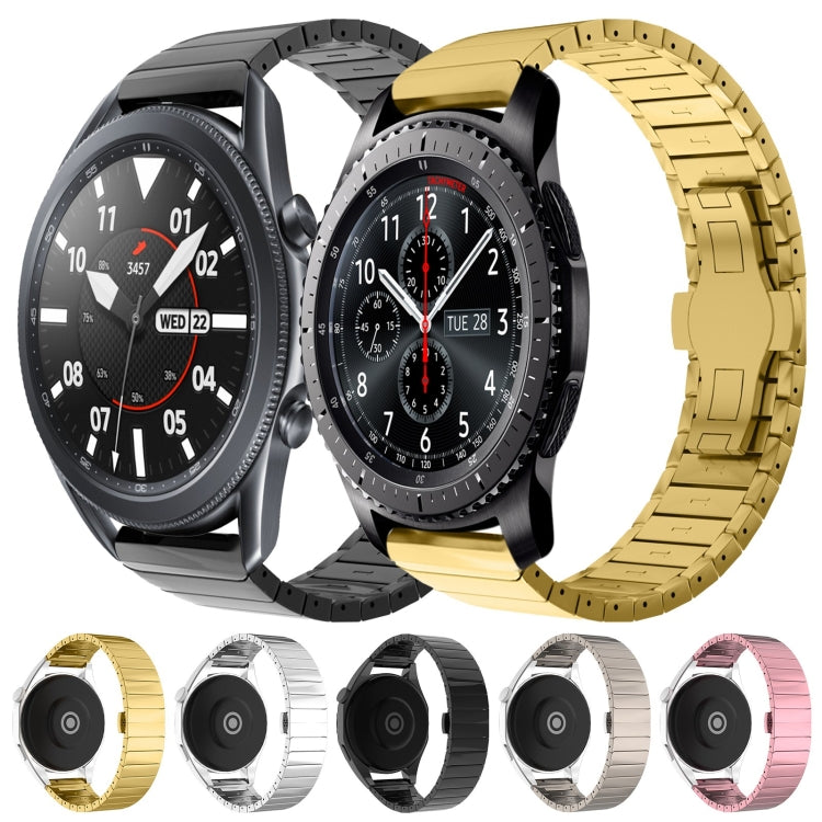 For Samsung Galaxy Watch Gear S3 Frontier 22mm One Bead Paint Butterfly Buckle Alloy Watch Band(Silver)