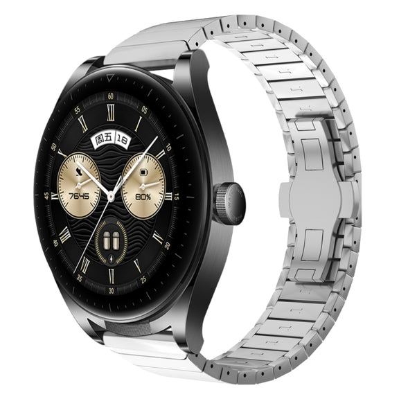 For Huawei Watch Buds 22mm One Bead Paint Butterfly Buckle Alloy Watch Band(Silver)