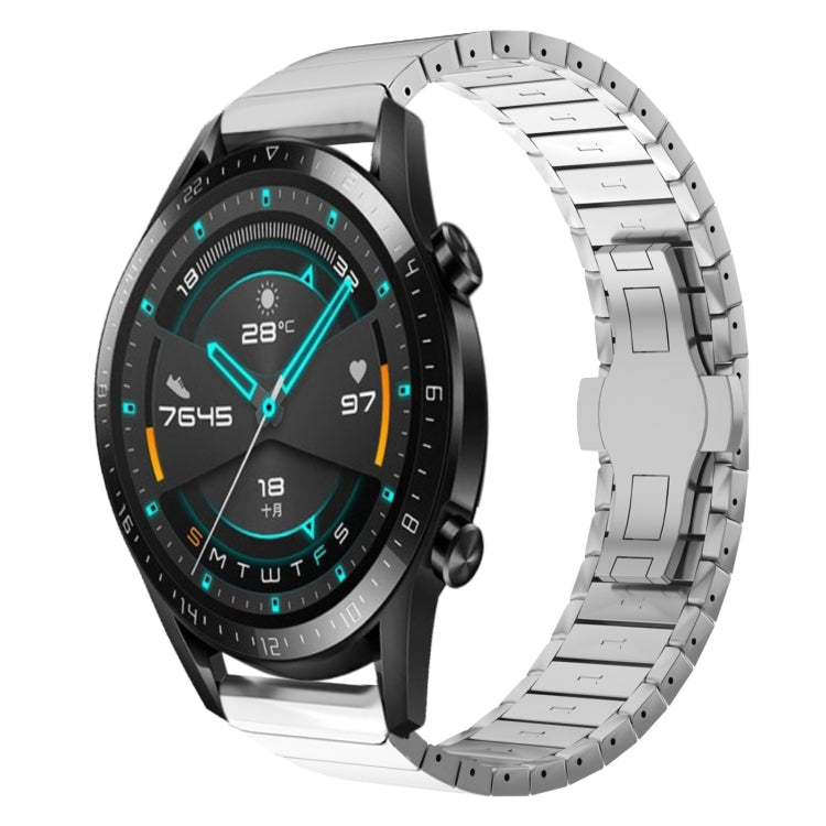 For Huawei Watch GT2 46mm 22mm One Bead Paint Butterfly Buckle Alloy Watch Band(Silver) - free shipping - PMC TechLife - Order now!