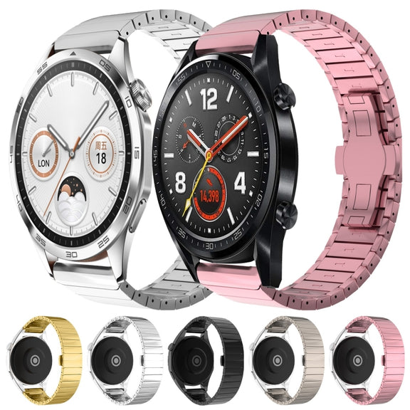 For Huawei Watch GT4 46mm 22mm One Bead Paint Butterfly Buckle Alloy Watch Band(Silver)