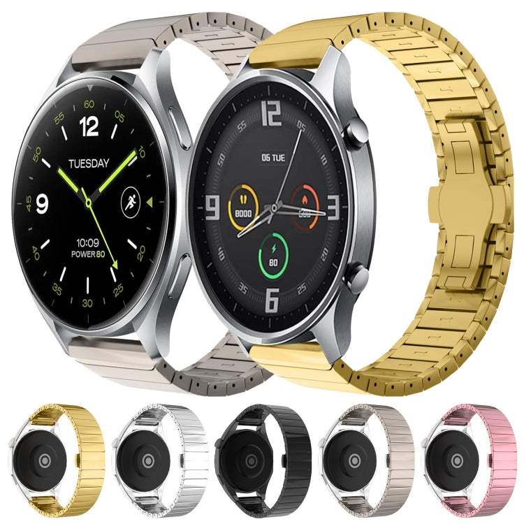 For Xiaomi Watch S3 22mm One Bead Paint Butterfly Buckle Alloy Watch Band(Silver) - free shipping - PMC TechLife - Order now!