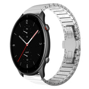 For Amazfit Watch GTR 2e 22mm One-Bead Paint Butterfly Buckle Alloy Watch Band(Silver)