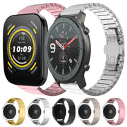 For Amazfit  Watch Bip 5 22mm One-Bead Paint Butterfly Buckle Alloy Watch Band(Silver)