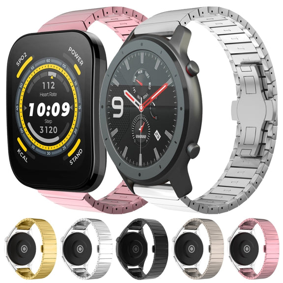 For Amazfit  Watch Bip 5 22mm One-Bead Paint Butterfly Buckle Alloy Watch Band(Silver)
