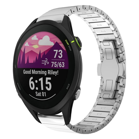 For Garmin Forerunner 255 Music 22mm One Bead Paint Butterfly Buckle Alloy Watch Band(Silver)