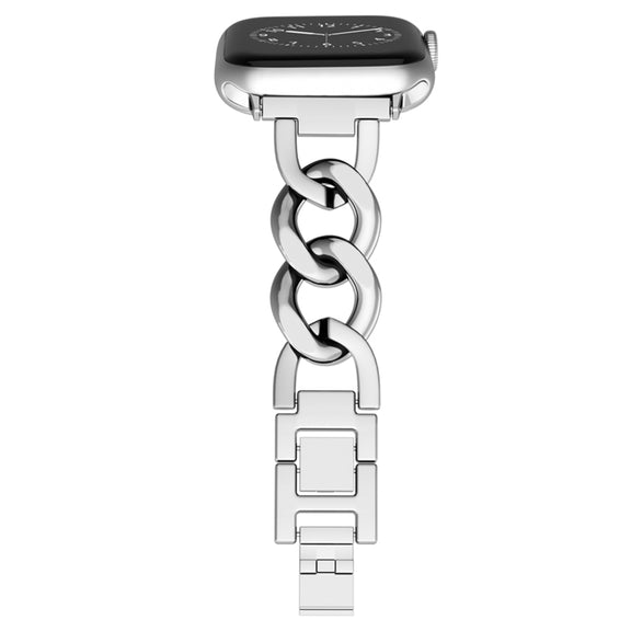 For Apple Watch SE 2023 44mm Quick-Release Metal Chain Watch Band(Silver)