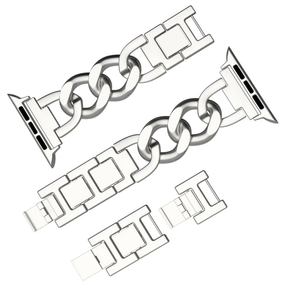 For Apple Watch SE 2023 44mm Quick-Release Metal Chain Watch Band(Silver)