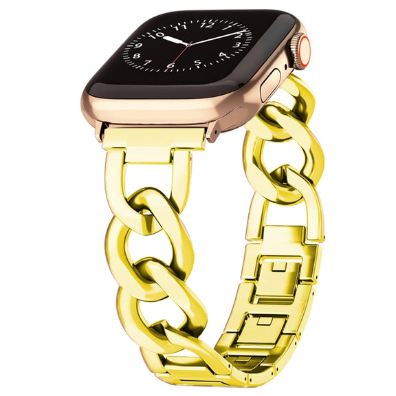 For Apple Watch Ultra 2 49mm Quick-Release Metal Chain Watch Band(Gold)