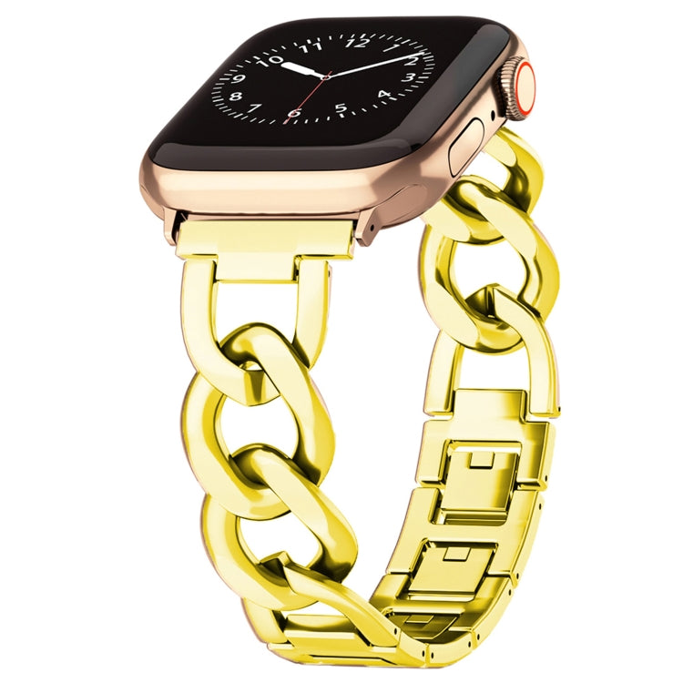 For Apple Watch Series 3 42mm Quick-Release Metal Chain Watch Band(Gold)