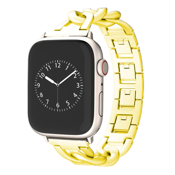 For Apple Watch Series 3 42mm Quick-Release Metal Chain Watch Band(Gold)