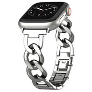For Apple Watch Series 9 41mm Quick-Release Metal Chain Watch Band(Silver)