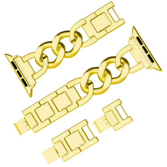 For Apple Watch Series 6 40mm Quick-Release Metal Chain Watch Band(Gold)