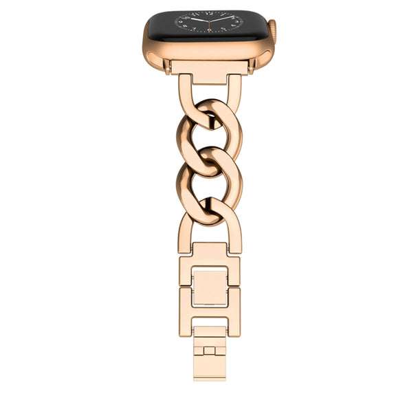 For Apple Watch Series 5 40mm Quick-Release Metal Chain Watch Band(Rose Gold)
