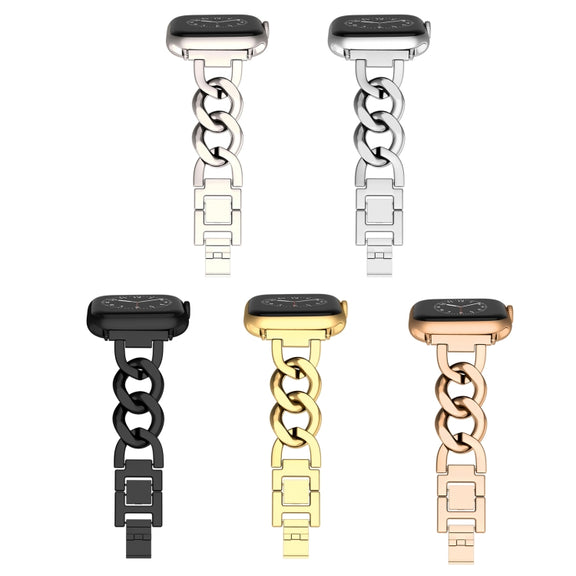 For Apple Watch Series 9 41mm Quick-Release Metal Chain Watch Band(Gold)