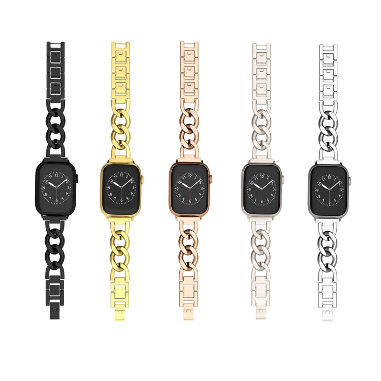 For Apple Watch Series 7 45mm Quick-Release Metal Chain Watch Band(Silver)
