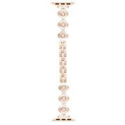 For Apple Watch SE 2023 44mm Four Leaf Clover Quick-Release Metal Chain Watch Band(Rose Gold)