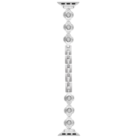 For Apple Watch Ultra 2 49mm Four Leaf Clover Quick-Release Metal Chain Watch Band(Silver)
