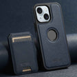 For iPhone 15 Plus Suteni M2 Cross-Grain MagSafe Vertical Card Back Phone Case(Blue) - iPhone 15 Plus Cases by Suteni | Online Shopping South Africa | PMC TechLife | Buy Now Pay Later Mobicred