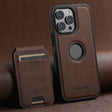 For iPhone 13 Pro Max Suteni M2 Cross-Grain MagSafe Vertical Card Back Phone Case(Brown) - iPhone 13 Pro Max Cases by Suteni | Online Shopping South Africa | PMC TechLife | Buy Now Pay Later Mobicred