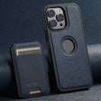 For iPhone 13 Pro Max Suteni M2 Cross-Grain MagSafe Vertical Card Back Phone Case(Blue) - iPhone 13 Pro Max Cases by Suteni | Online Shopping South Africa | PMC TechLife | Buy Now Pay Later Mobicred